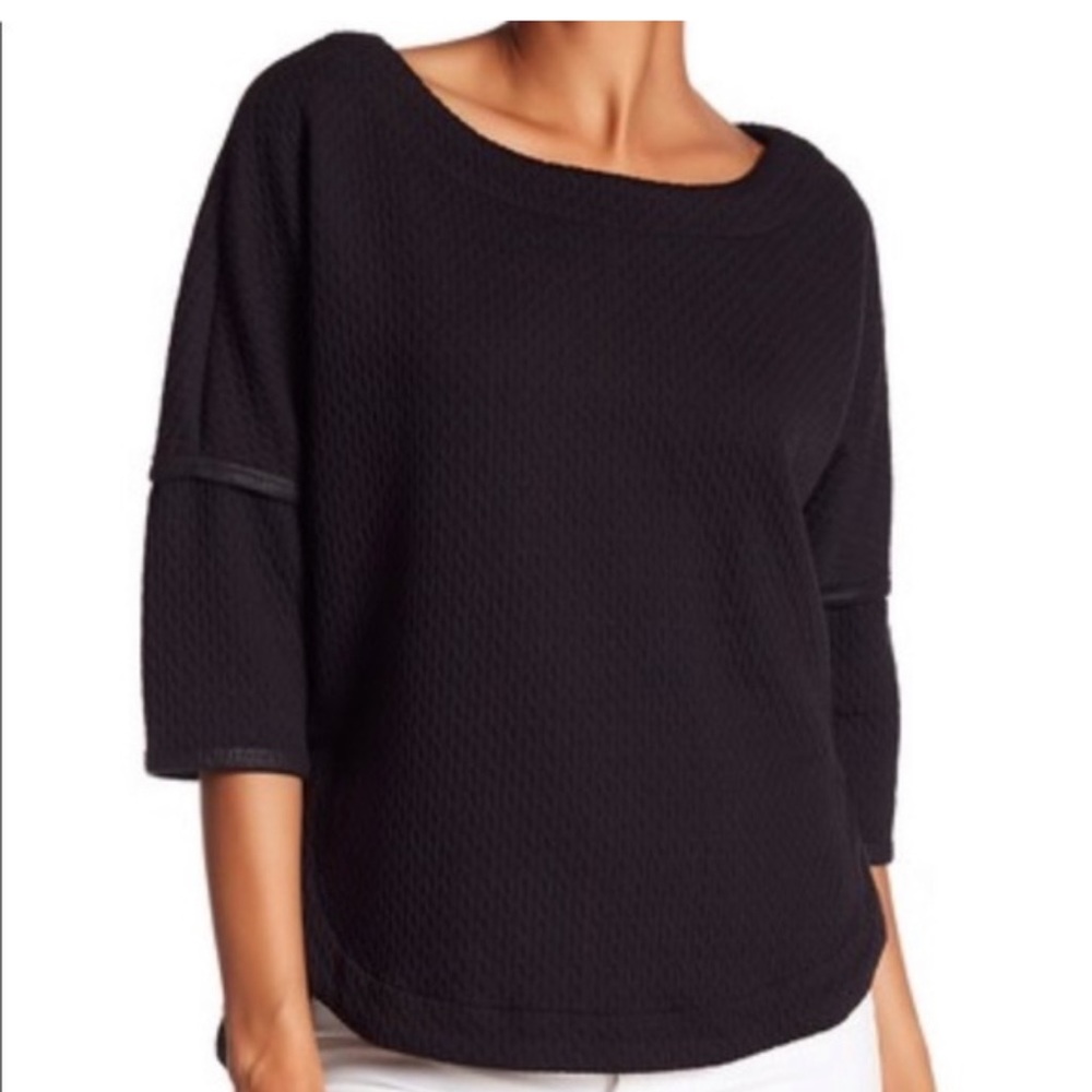 Max Studio NWT Textured Faux Leather Trim Top Size S